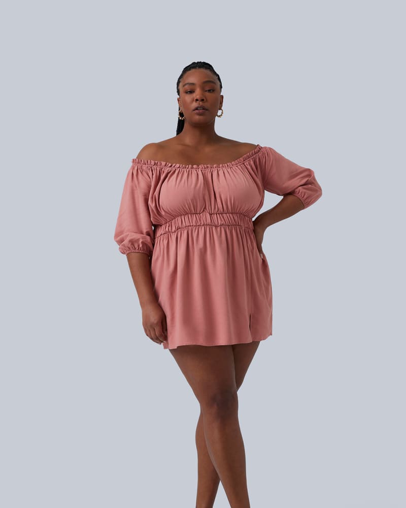 Front of a model wearing a size 0 (12) Gianna Mini Dress in BLUSH by GIA/irl. | dia_product_style_image_id:263298